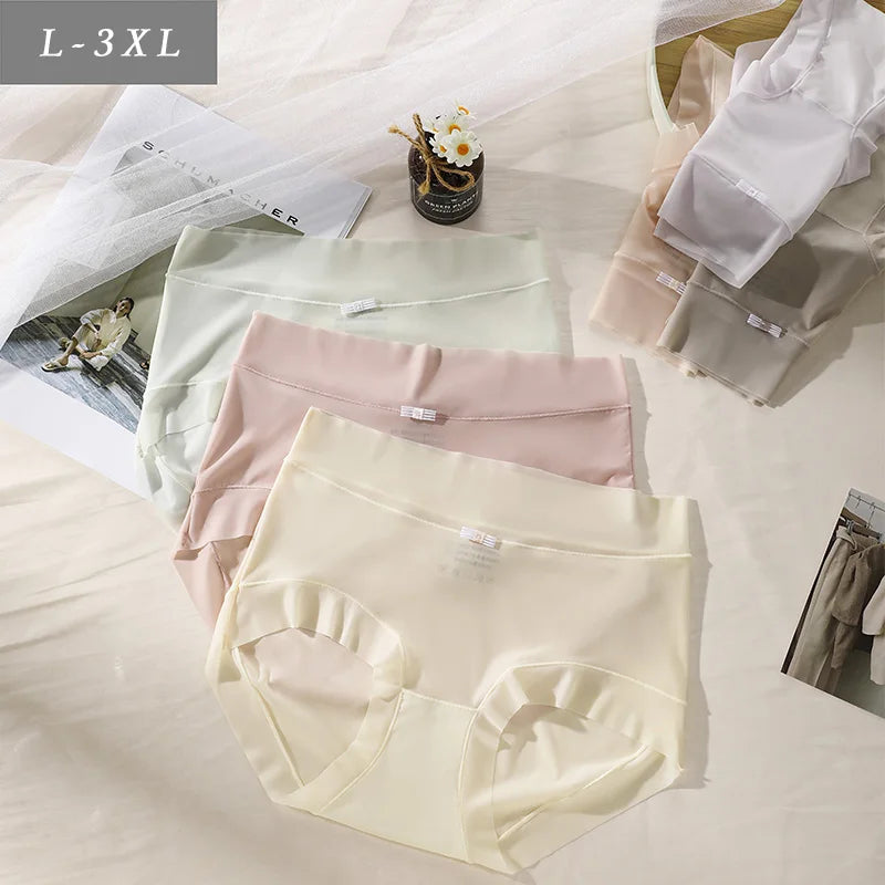 Wholesale Breathable Solid High Cut Sexy Women's Plus Size L XL 2XL 3XL Mid-Rise Slightly Transparent Underwear Panties Briefs