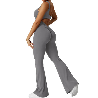Women's Backless Yoga Jumpsuit Push up Yoga BodySuits Gym Fitness Workout Clothes Sportswear One Piece Tracksuit Shapewear