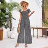 Fresh Printed Round Neck Short Sleeve Loose Breathable Comfortable Women's Jumpsuit Sehe Fashion