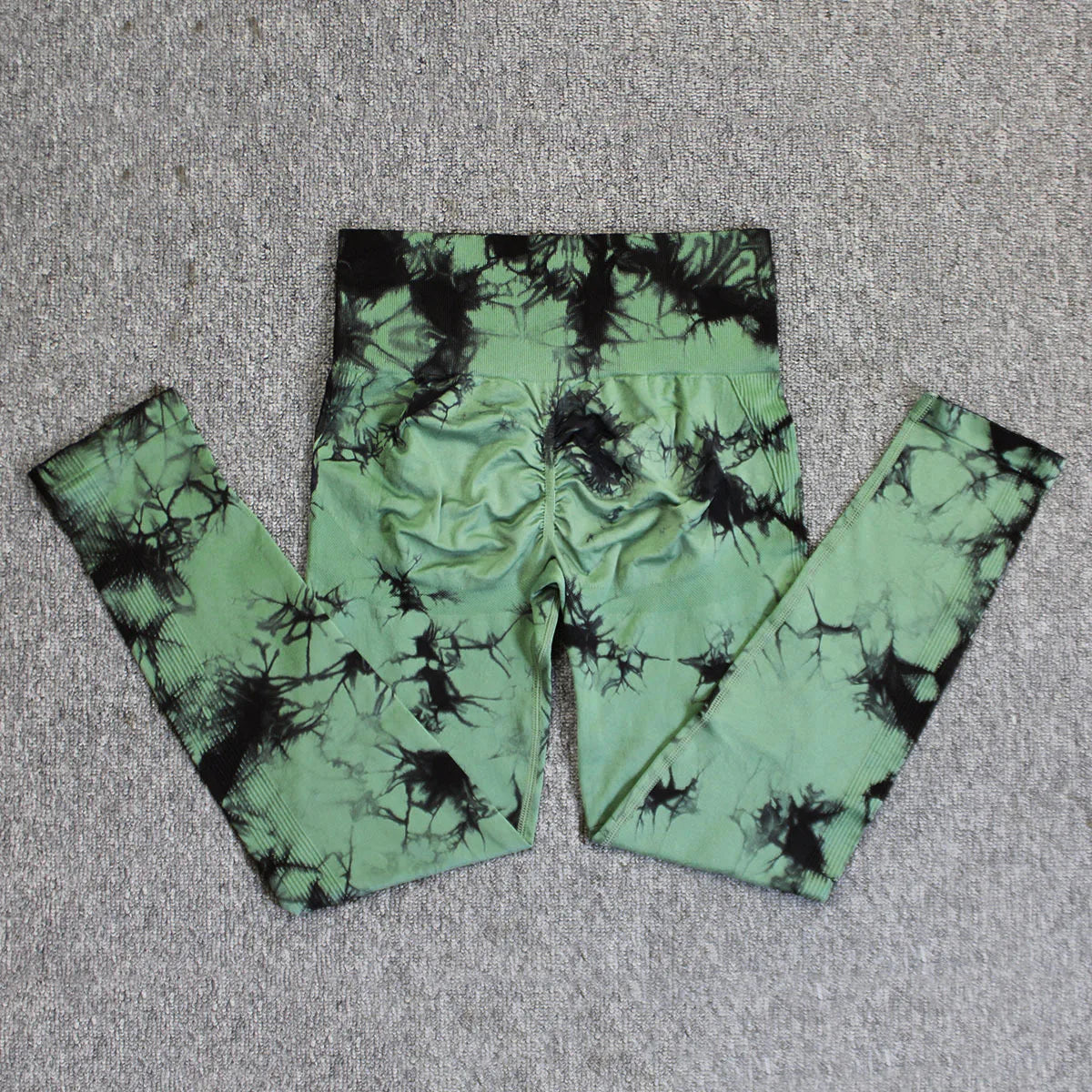 Seamless High Waist Yoga Tights Women Tie-Dye Ruched Butt Lifting Sports Leggings