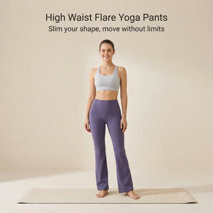 Women's XL Yoga Flared Pants High Waist Quick-Drying Breathable Hip-Lifting Wide Leg Pilates Elastic Waist Closure Solid Pattern