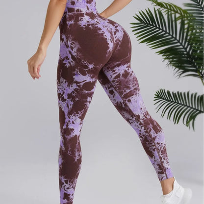 Yoga Leggings Seamless Butt Scrunch Leggings Booty Tie Dye Soft Tights Women Push up Yoga Pants Leggings for Women
