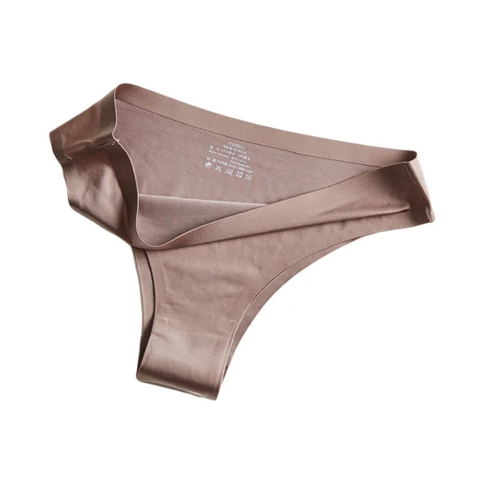 Low Waist Seamless Ice Silk Nylon Panties Women Breathable Sexy Luxury Ladies Nylon Thong Brief Underpants Factory Price
