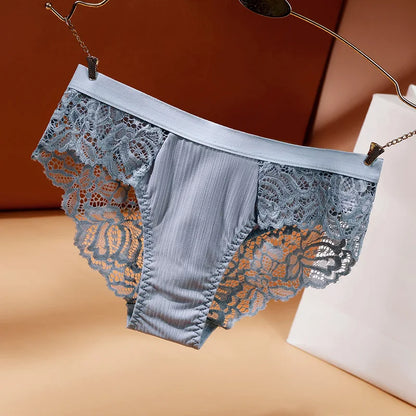 Sexy Lace Transparent Women's Underwear Waist Low Panties Cotton Crotch Briefs for Girls Breathable Seamless Lin