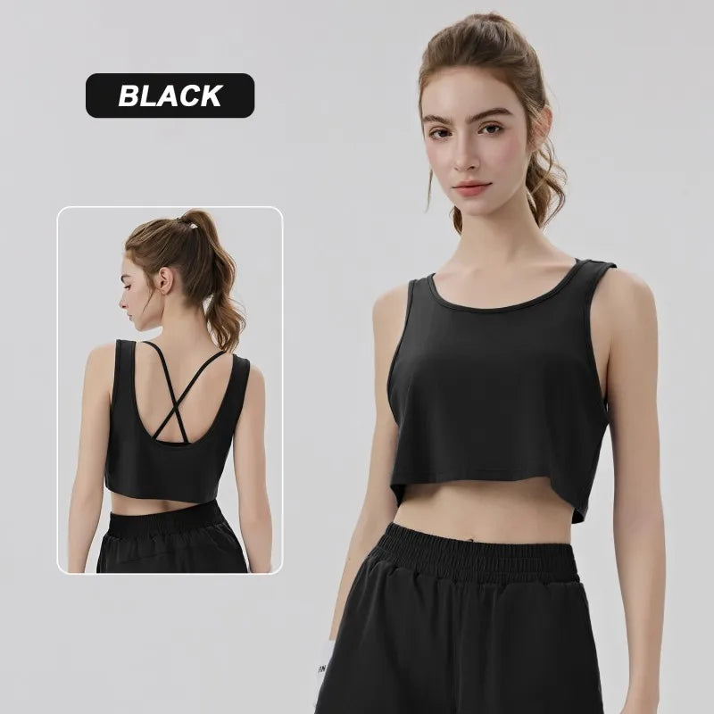 Wholesale Summer Cooling Sleeveless Leisure Crop Tops Training Comfortable Quick Dry Workout T-shirts Gym Tank Top