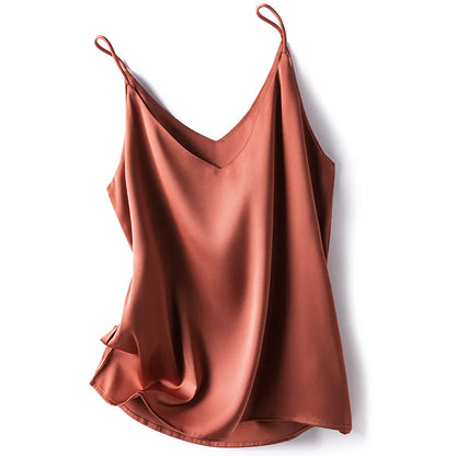 Wholesale 2026 Summer Wear Women's Sexy Satin Crop Top Spaghetti Strap Camisole Tops Vest Strap Tank Tops