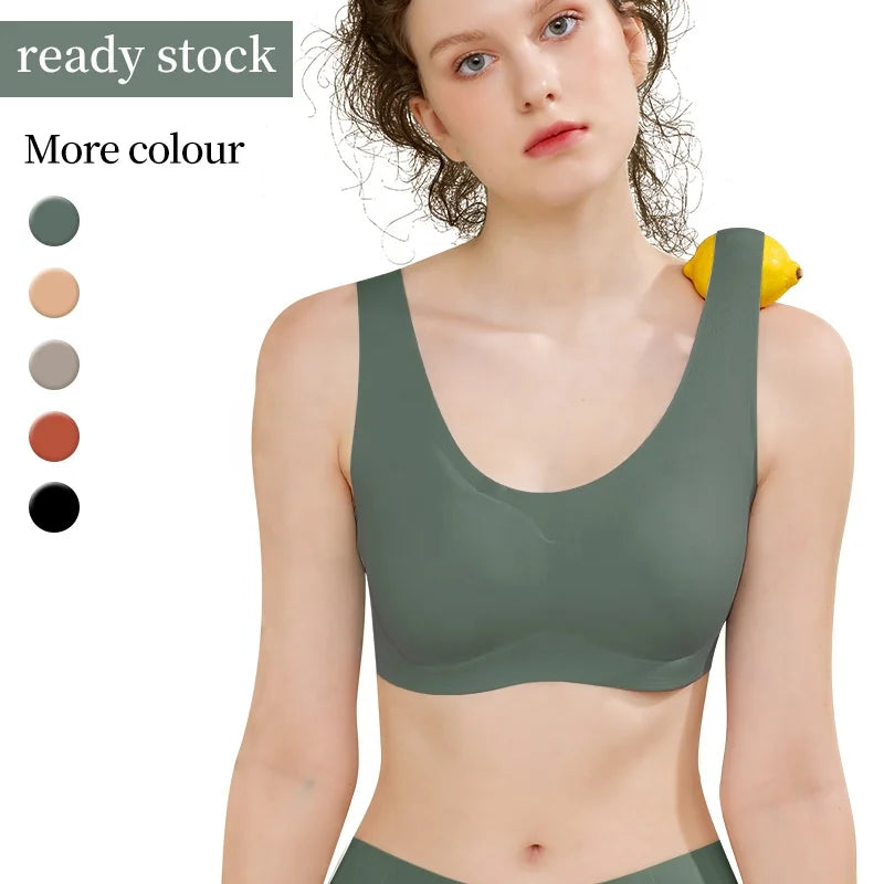 Women Lingerie 2021 Solid Color Full Cup Women Gather Adjustable Jelly Bras Wireless Beauty Back Sleep Bra