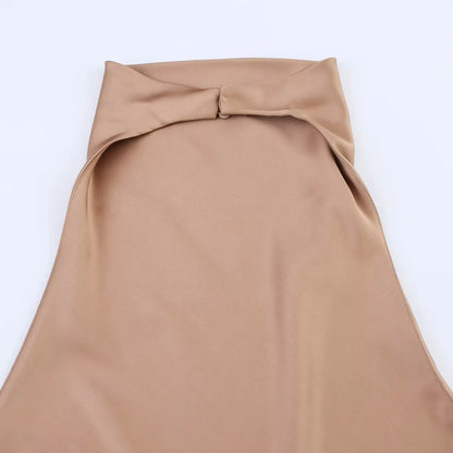 PB&ZA Women 2025 New Fashion Silk Satin Textured Neckband Tank Tops Vintage Backless Female Camis Chic Tops
