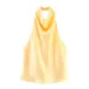 PB&ZA Women 2025 New Fashion Silk Satin Textured Neckband Tank Tops Vintage Backless Female Camis Chic Tops