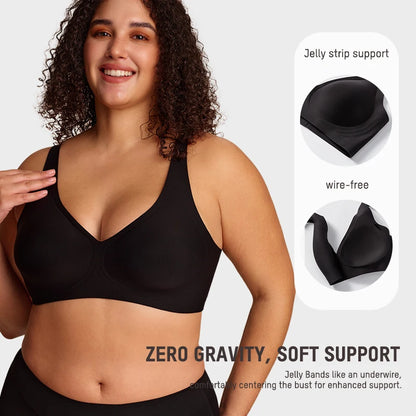 Women's Wireless Leopard Jelly Bra 3/4 Cup Seamless T-Shirt Bralette with Comfortable Support Natural Push-Up Adjustable Straps