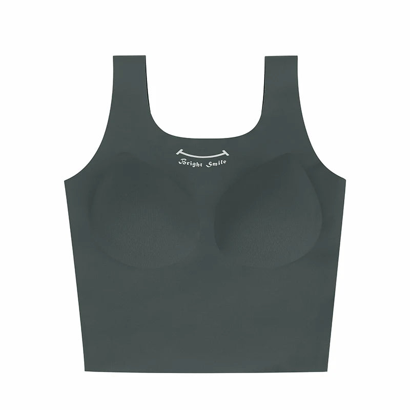 Shantou Wholesale Custom logo Trend Sport Bra tank Top Fitness High Elasticity Lingerie Women's Seamless Skin Yoga Gym Vest