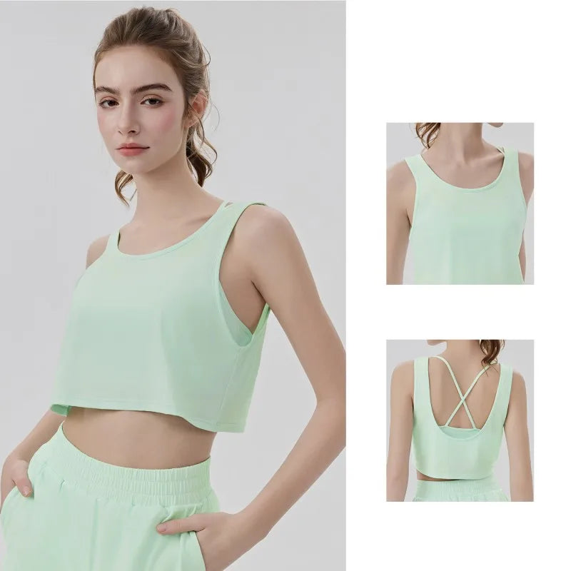 Wholesale Summer Cooling Sleeveless Leisure Crop Tops Training Comfortable Quick Dry Workout T-shirts Gym Tank Top