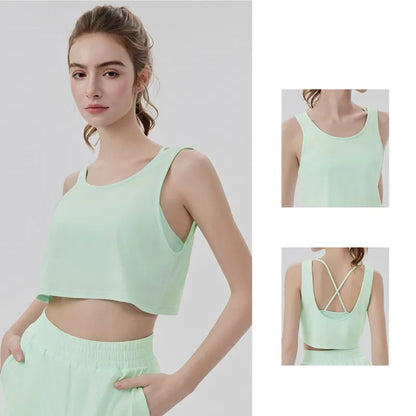 Wholesale Summer Cooling Sleeveless Leisure Crop Tops Training Comfortable Quick Dry Workout T-shirts Gym Tank Top