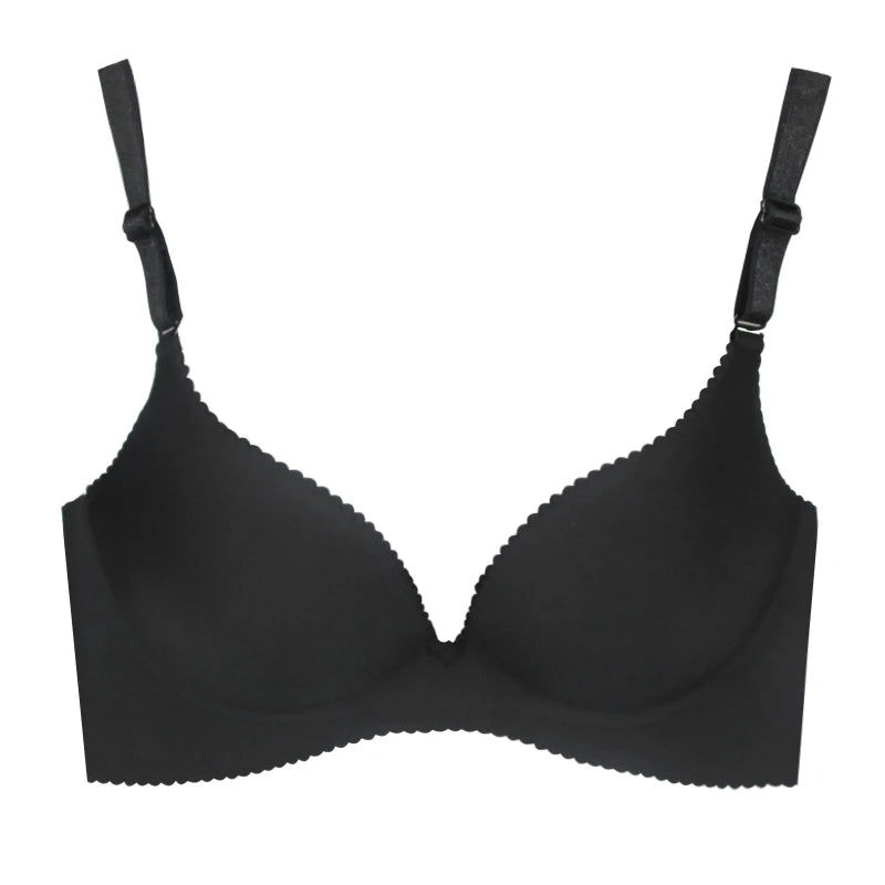 Dropshipping Girls Fashion Simple Solid Color Push up Wireless Plus Size Comfort Women Stylish T-shirt Seamless Bra
