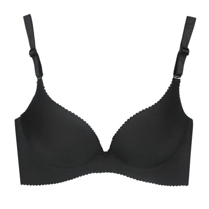 Dropshipping Girls Fashion Simple Solid Color Push up Wireless Plus Size Comfort Women Stylish T-shirt Seamless Bra