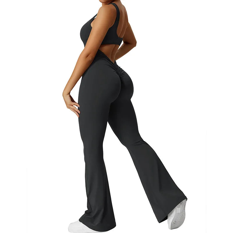 Women's Backless Yoga Jumpsuit Push up Yoga BodySuits Gym Fitness Workout Clothes Sportswear One Piece Tracksuit Shapewear