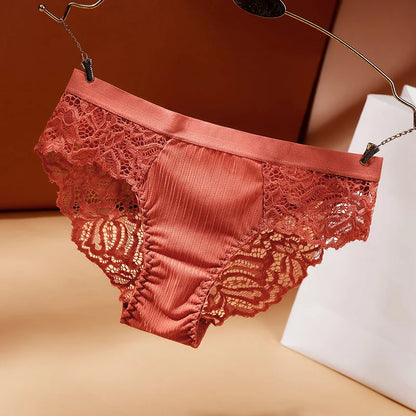 Sexy Lace Transparent Women's Underwear Waist Low Panties Cotton Crotch Briefs for Girls Breathable Seamless Lin