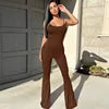 Summer Sleeveless Sexy Slim Fit Flared Pants One Piece Jumpsuit