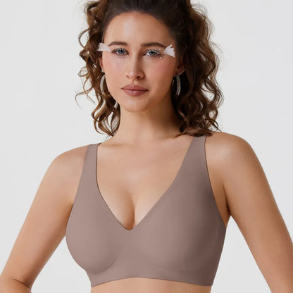 Hot-Selling Cross-Border Solid Bra Deep V Seamless Wireless Everyday Underwear Convertible Straps Nylon Cup Export Foreign