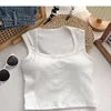 Summer New With Bra Pads square Neck Wide Shoulder Wholesale Women One-piece With Cups Outside Sexy Inside Hot tank Tops