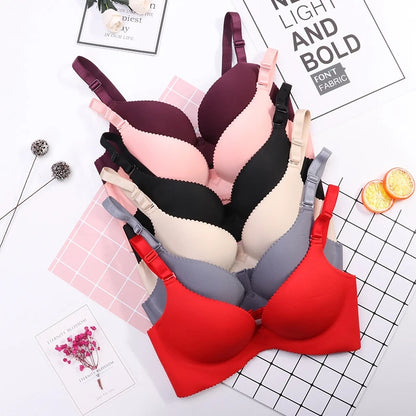 Dropshipping Girls Fashion Simple Solid Color Push up Wireless Plus Size Comfort Women Stylish T-shirt Seamless Bra