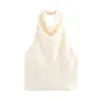PB&ZA Women 2025 New Fashion Silk Satin Textured Neckband Tank Tops Vintage Backless Female Camis Chic Tops