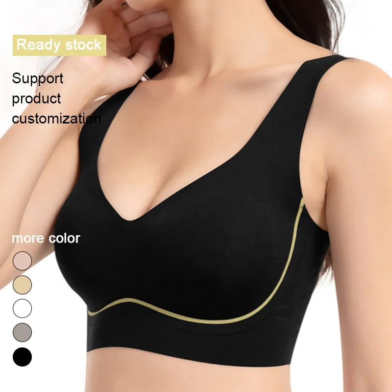 Aiermei Factory New Style Dropshipping Products Anti Droop Bra Seamless Jelly Ice Silk Bra for Women Tank Tops With Built in Bra