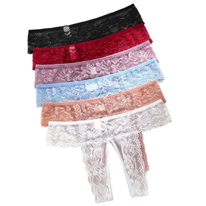Wholesale Plus Size Sexy Lace Panties Crotchless Thongs Factory Custom Logo 1XL-4XL Briefs Open Crotch Lingerie Female Underwear