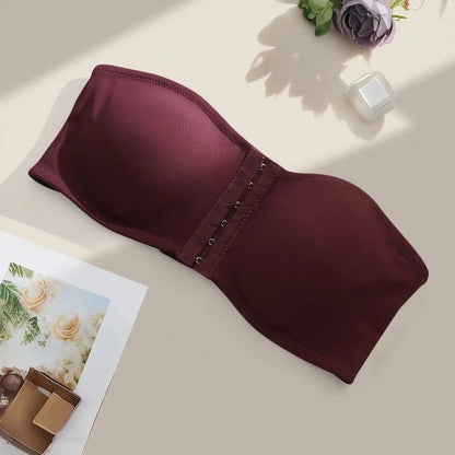 Women's Strapless Bra Women Seamless Invisible Tube Tops One-Piece Push Up Bras Front Button Bra Padding Beauty Back Breathable