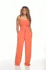 TS1035 Trendy Summer Jumpsuit Women Casual Strapless Sleeveless Pleated Wide Leg One Piece Jumpsuits With Pocket
