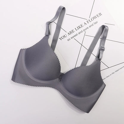 Dropshipping Girls Fashion Simple Solid Color Push up Wireless Plus Size Comfort Women Stylish T-shirt Seamless Bra