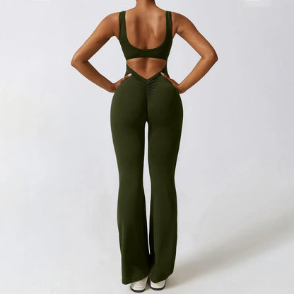 Women's Backless Yoga Jumpsuit Push up Yoga BodySuits Gym Fitness Workout Clothes Sportswear One Piece Tracksuit Shapewear
