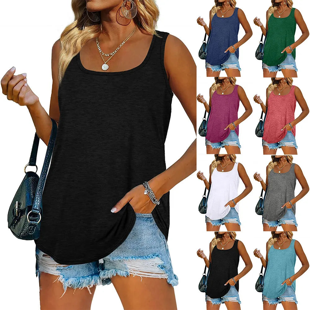2023 Women's Loose Fit Tank Tops Casual Plus Size Summer Sleeveless Tees Dressy Blouse made of Knitted Fabric