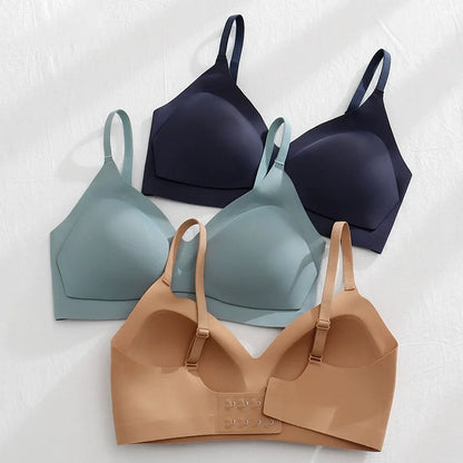 New Color Latex Underwear Gradient Jelly Bras Strap Anti-skipping Bra Wireless Backless for Women 6 Colors Available