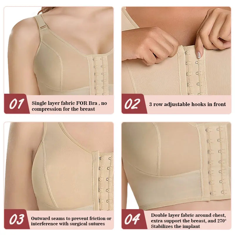 Private Label Custom Logo Adjustable Hooks up Chest Breast Augmentation Surgery Stage 2 Faja Bra