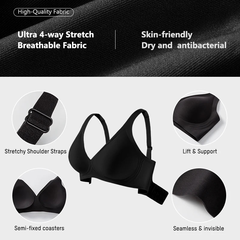 Women's Wireless Leopard Jelly Bra 3/4 Cup Seamless T-Shirt Bralette with Comfortable Support Natural Push-Up Adjustable Straps