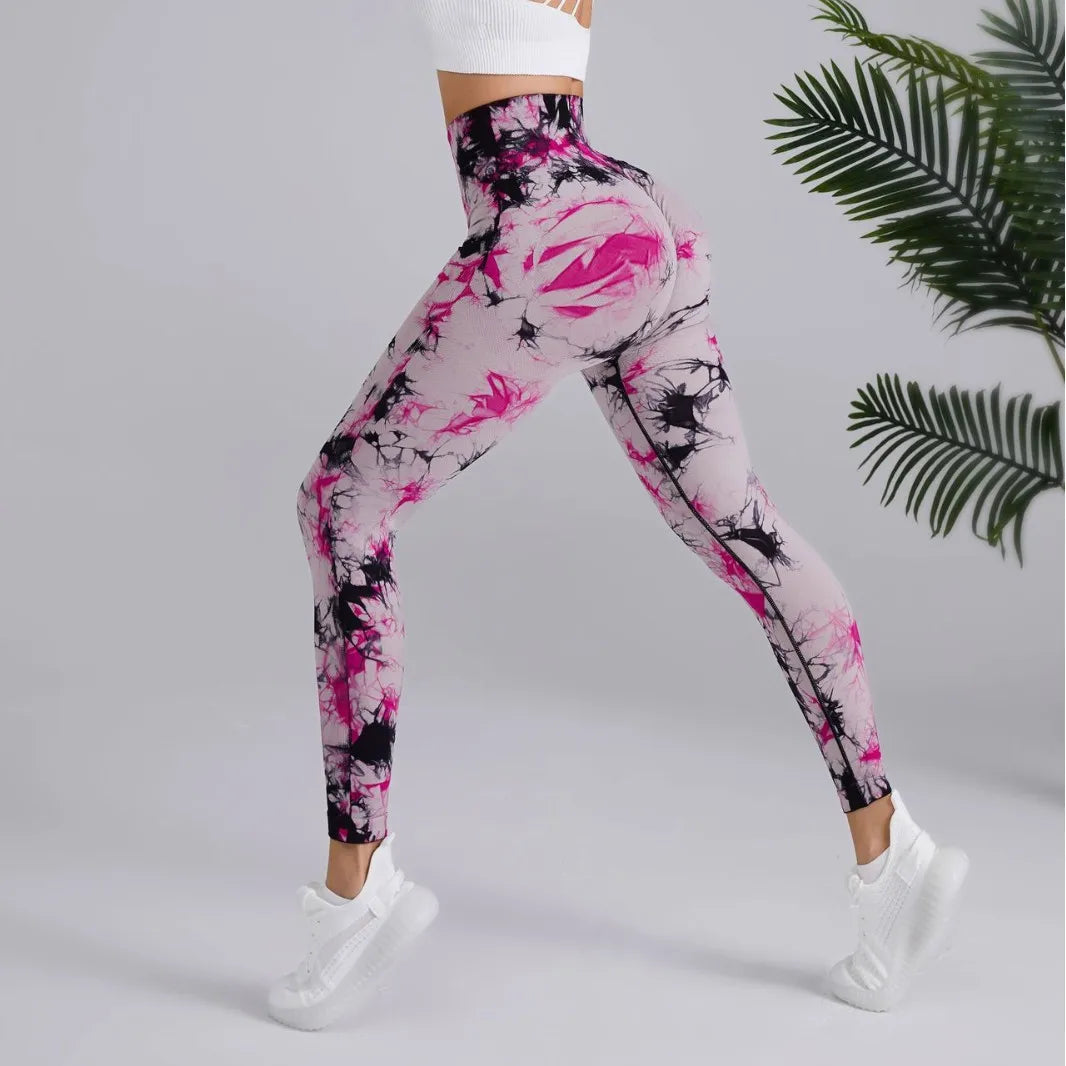 Yoga Leggings Seamless Butt Scrunch Leggings Booty Tie Dye Soft Tights Women Push up Yoga Pants Leggings for Women