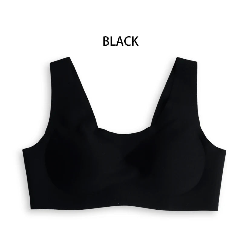 Seamless Widen the Shoulder Straps Underwear Bra Women Breathable Padded Plain Dyed Push up Bra