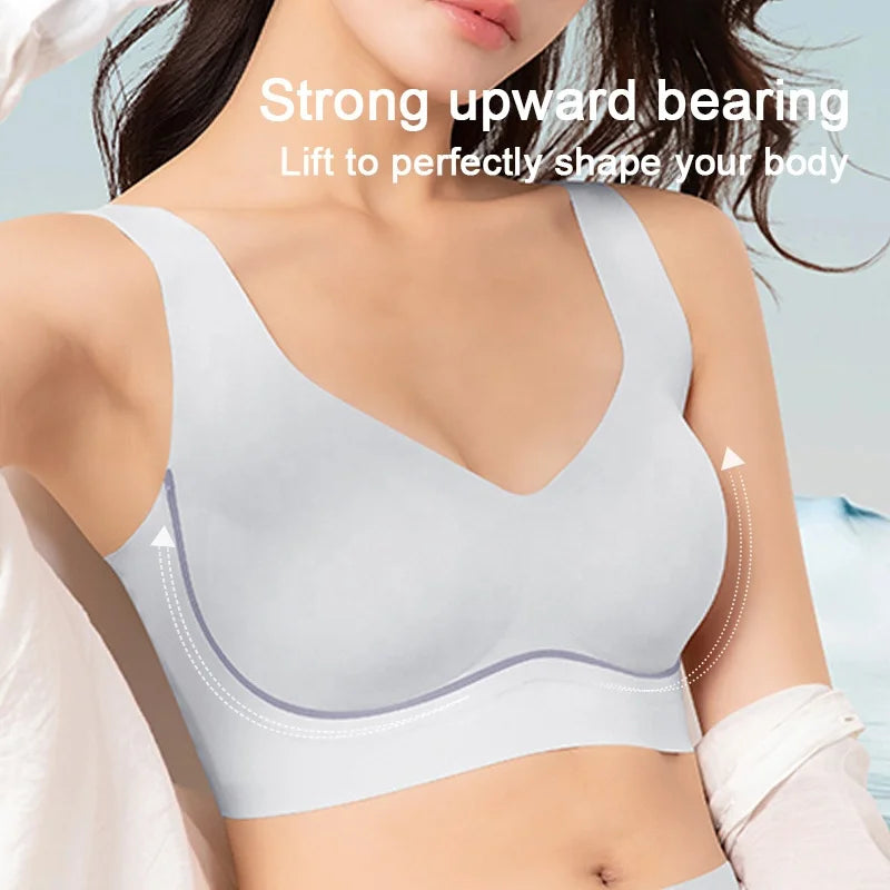 Aiermei Factory New Style Dropshipping Products Anti Droop Bra Seamless Jelly Ice Silk Bra for Women Tank Tops With Built in Bra