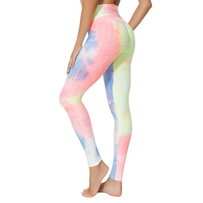 Hot Selling Tie Dye Scrunch Butt Yoga Leggings Women Push up Sports Fitness High Waist Bubble Yoga Pants Leggings