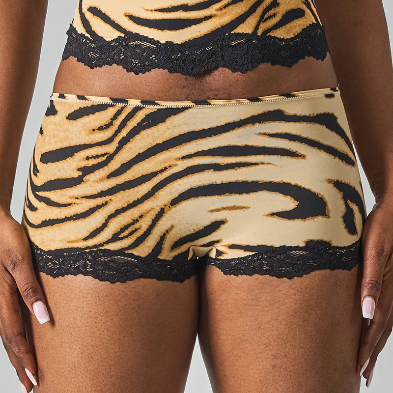 SK1226-4 Leopard Style Sexy Lace High Waist Underpants Slim Soft Feeling High Elastic Stretch Comfortable Boy Shorts
