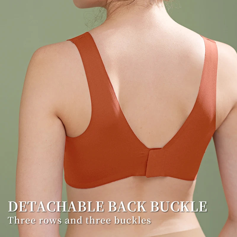 Seamless Widen the Shoulder Straps Underwear Bra Women Breathable Padded Plain Dyed Push up Bra