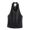 PB&ZA Women 2025 New Fashion Silk Satin Textured Neckband Tank Tops Vintage Backless Female Camis Chic Tops