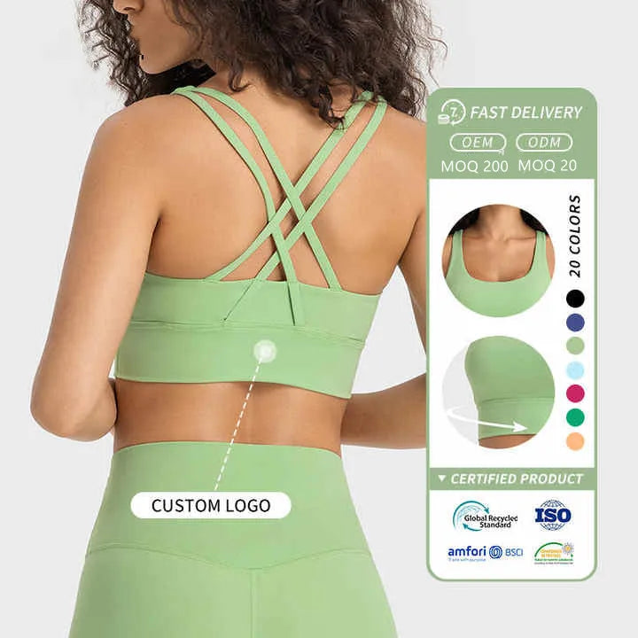 Women High Impact Fitness Yoga Wear Sexy Cross Back Sport Bra Top Fitness Wholesale