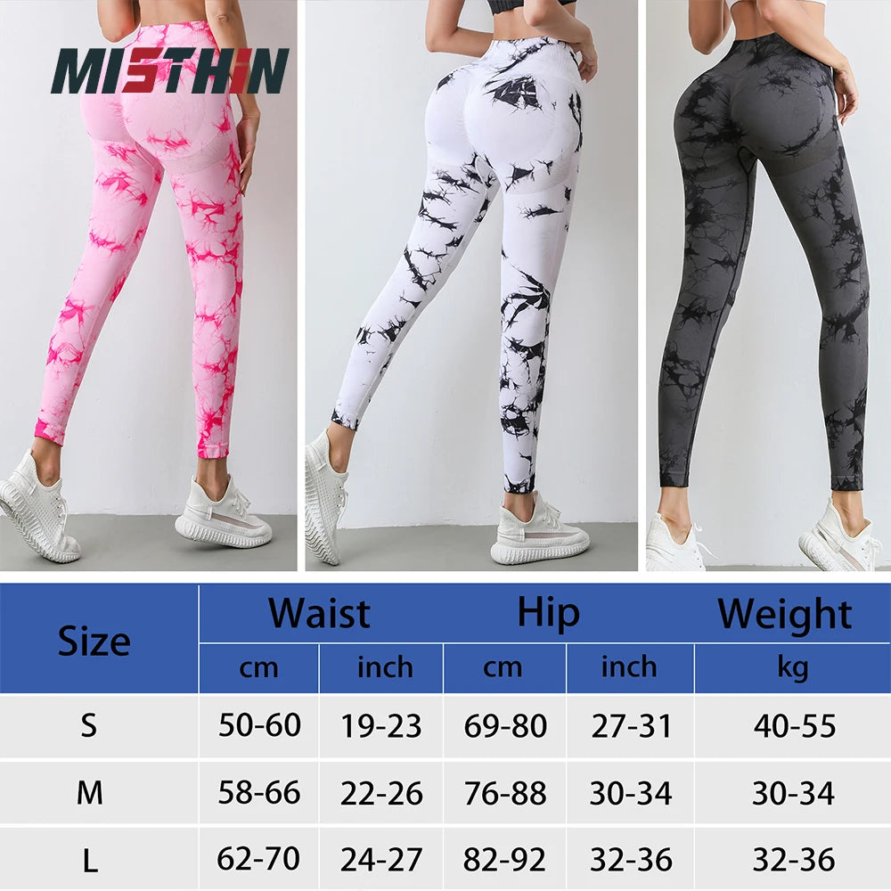 Wholesale High Waisted Seamless Booty Butt Lifting Sexy Workout Tight Women Scrunch Tie Dye Yoga Pants Leggings