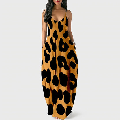 New Arrival Women Summer Clothing Earth Prints Long Maxi Dress Luxury Beachwear Clothes Plus Size 4XL Women's Cami Sun Dresses