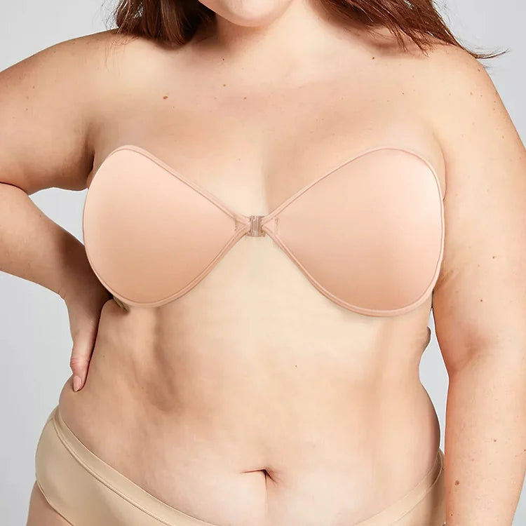 Plus Size Bra A-H Push up Strapless Backless Invisible Silicone for Women Fabric Manufacturer Woven Adults BRAS Plain Dyed Xinke