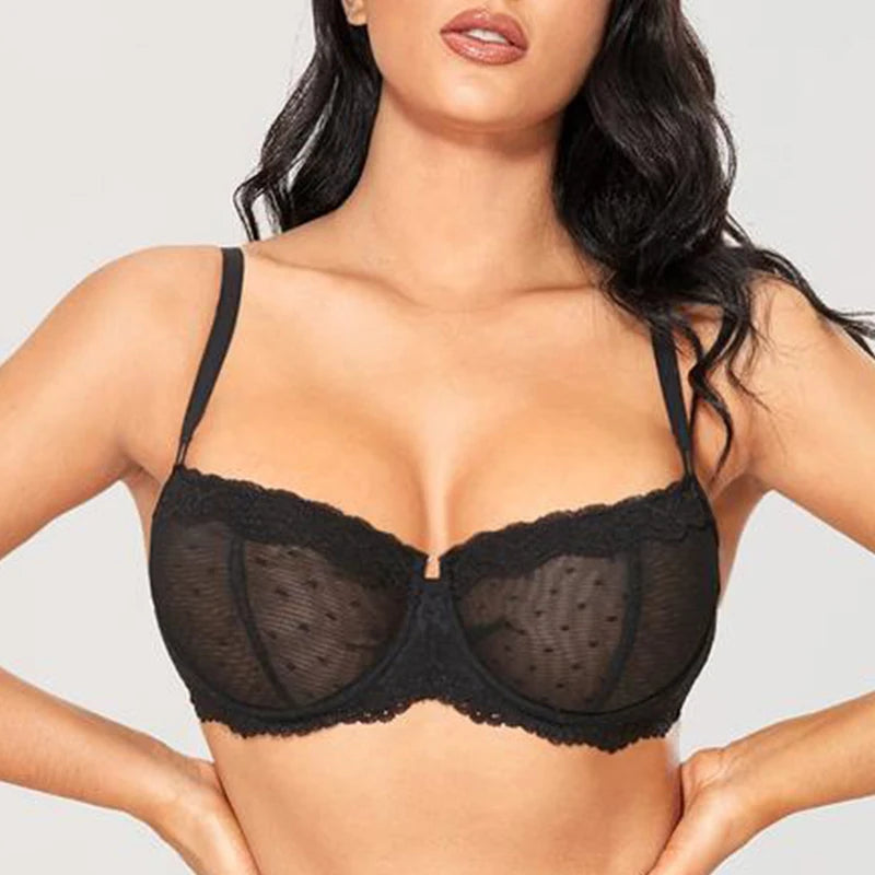 Seamless Lace Knitted Push Up Bra Women Underwire Support 3/4 Cup Breathable Quick Dry Eco-Friendly Lingerie