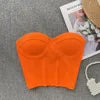 2024 Summer Sexy Crop Top Women Sleeveless Strapless Solid American Style Cami Tank Top Girls Bustier Corset Shirt Top Wholesale