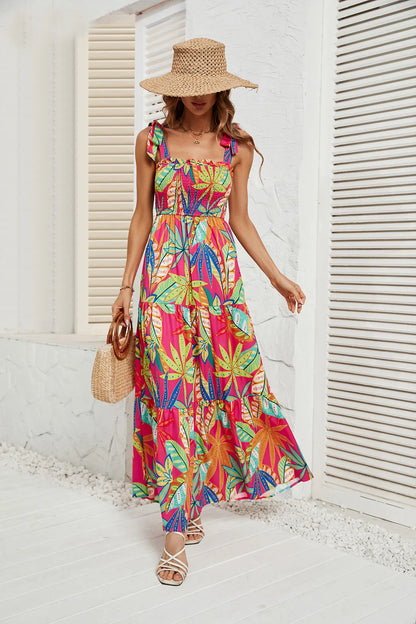 2024 Women's Summer Casual Beach Dress Sexy Digital Printed Dress with Straps Wrapped Chest High Waist Eco-Friendly